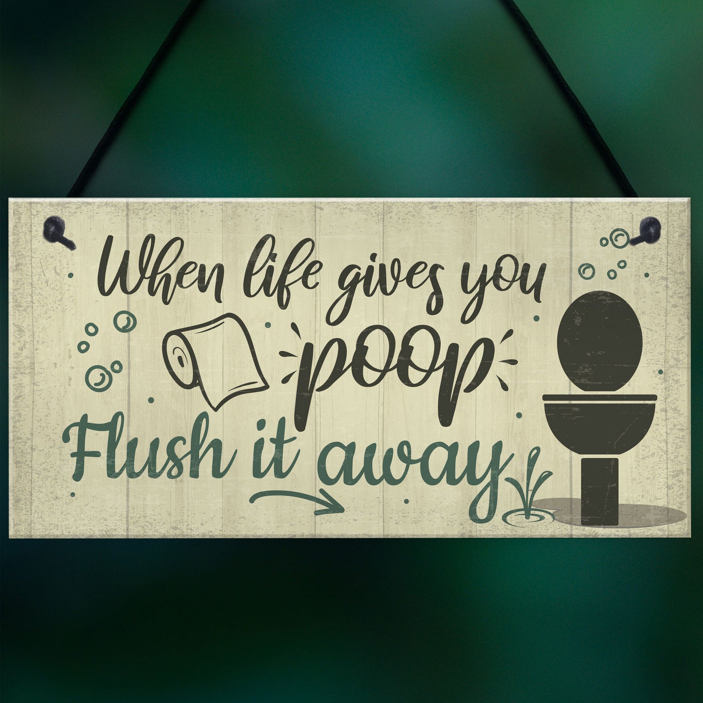 Bathroom Sign Shabby Chic Funny Poop Toilet Loo Door Sign Home