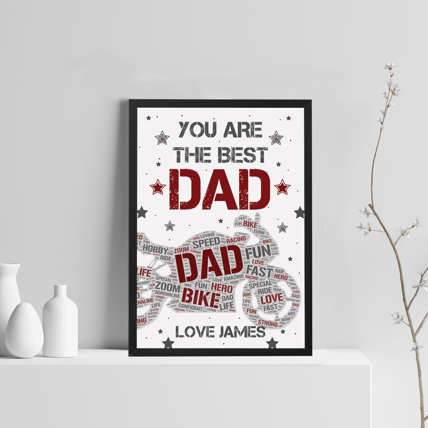 PERSONALISED Motorbike Biker Bike Print Fathers Day Gift for Dad