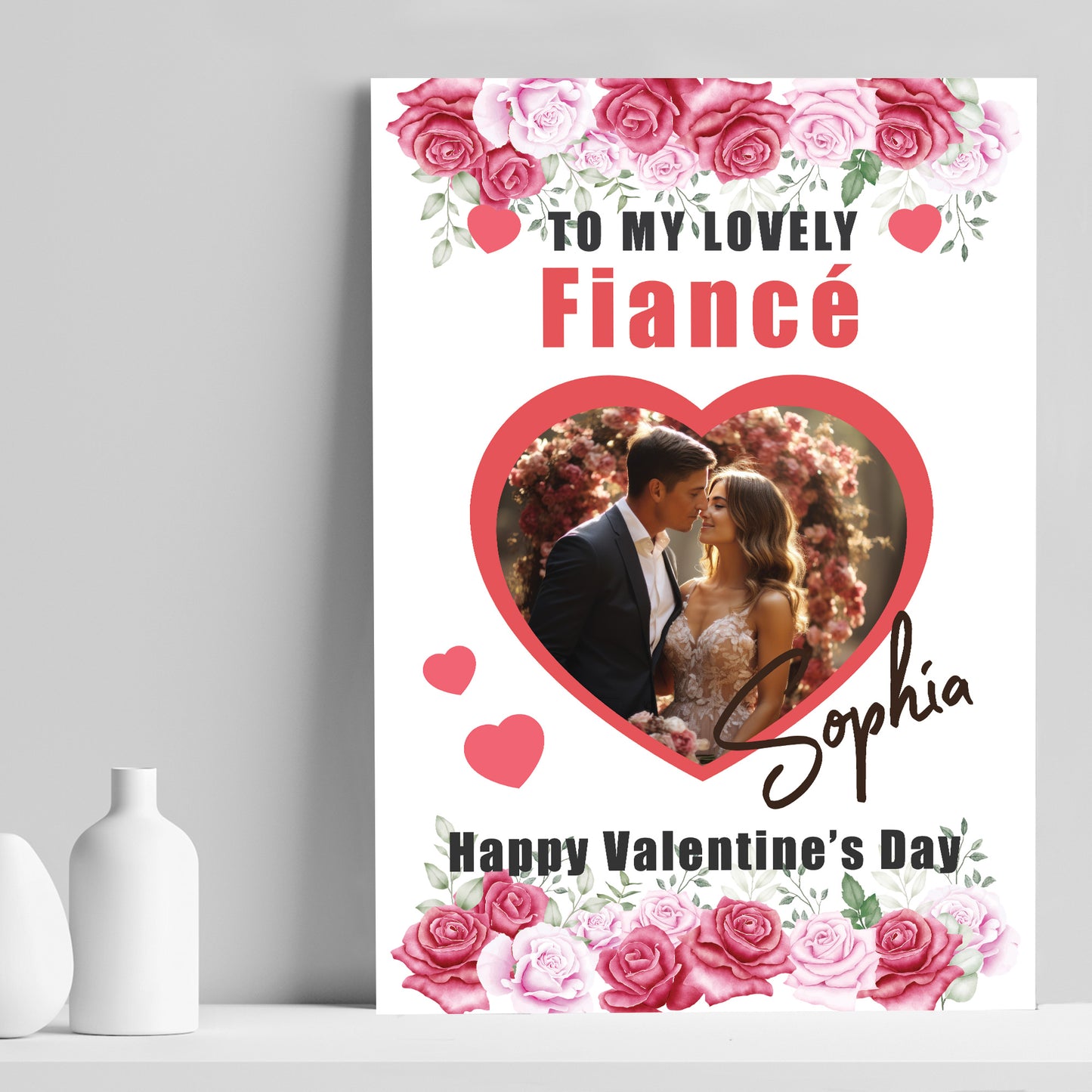 Valentines Day Gift For Fiance Personalised Print With Photo