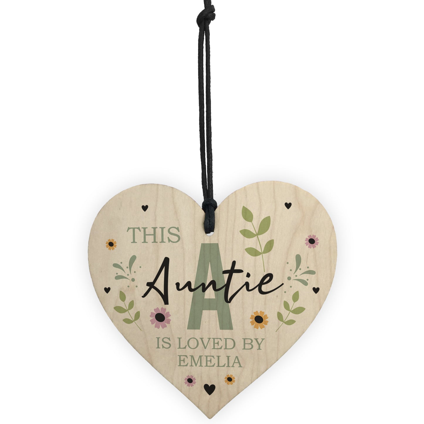 Personalised Mothers Day Birthday Gift For Auntie Wood Heart