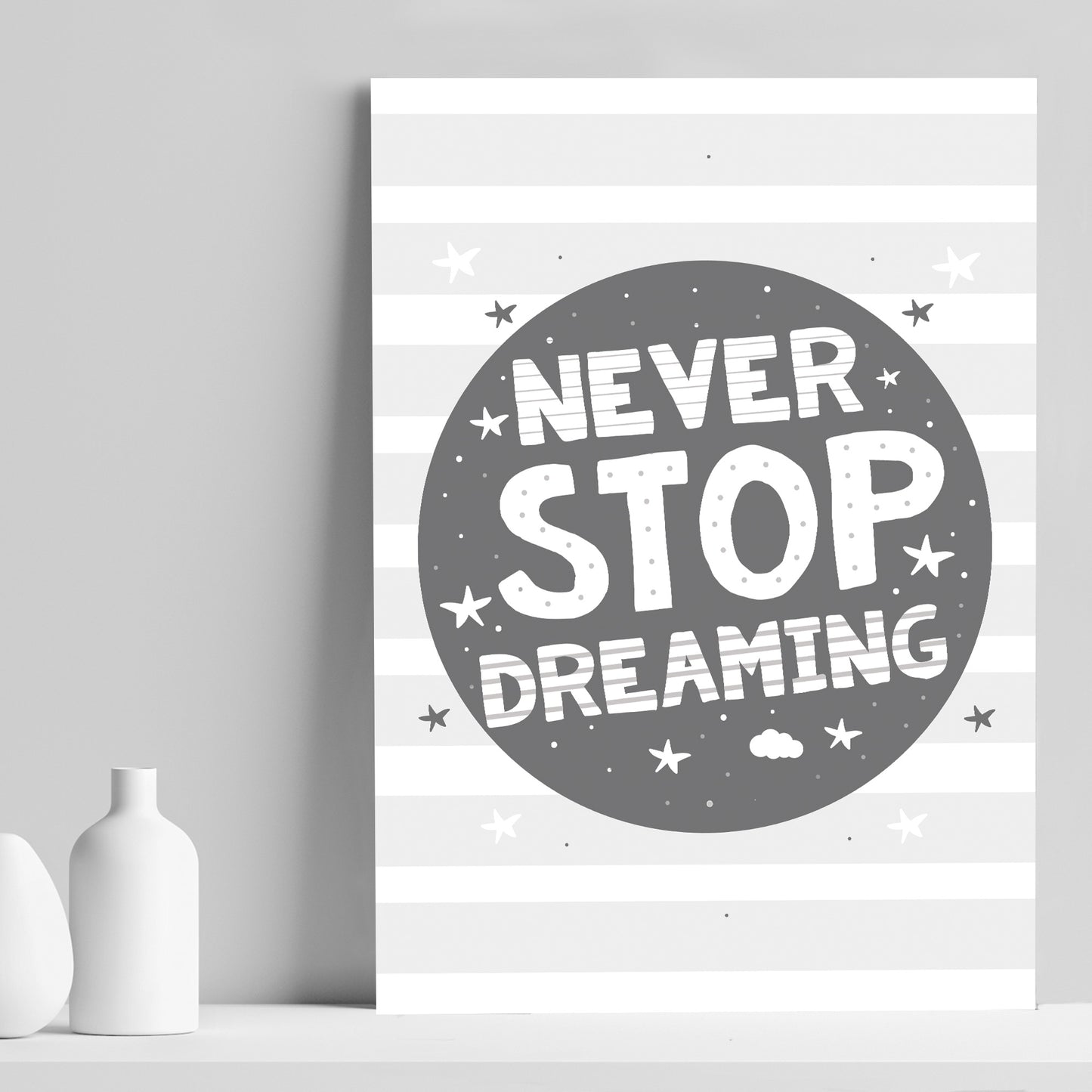 Grey Nursery Print Dream Child Baby Room Pictures Wall Art Gifts