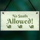 Funny Garden Sign Hanging Wall Door Plaque No Snails Allowed