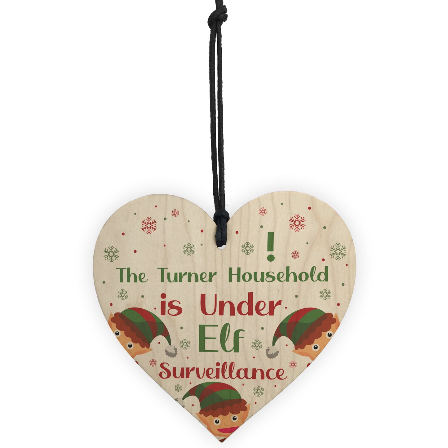 PERSONALISED Elf Sign Christmas Decoration Wood Heart