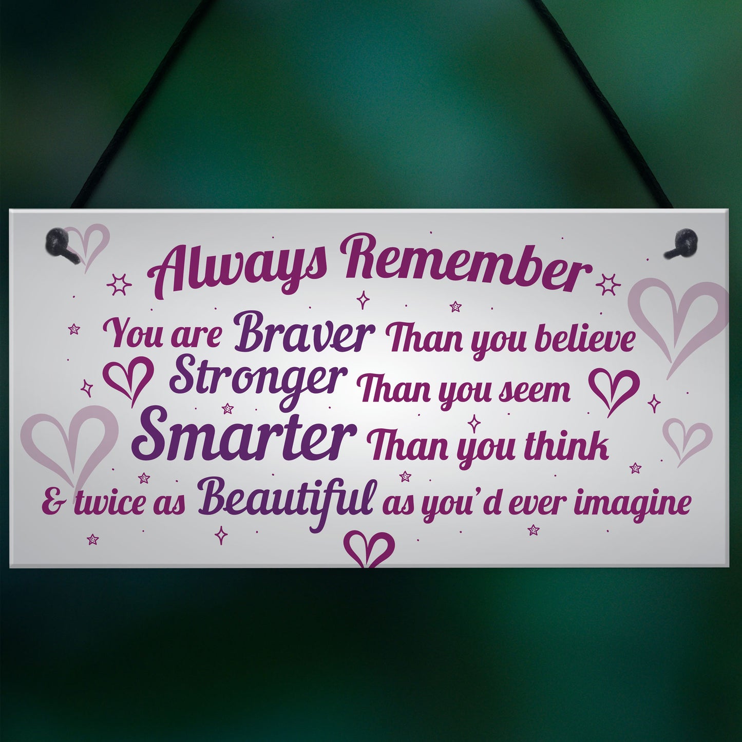Stronger Inspirational Wall Plaque Friendship Gifts Quote Heart