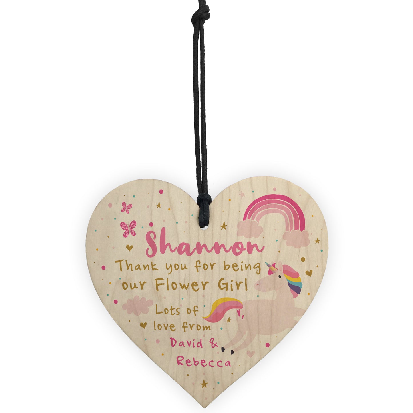 Personalised ThankYou Gift Flower Girl Wood Heart Wedding Gift