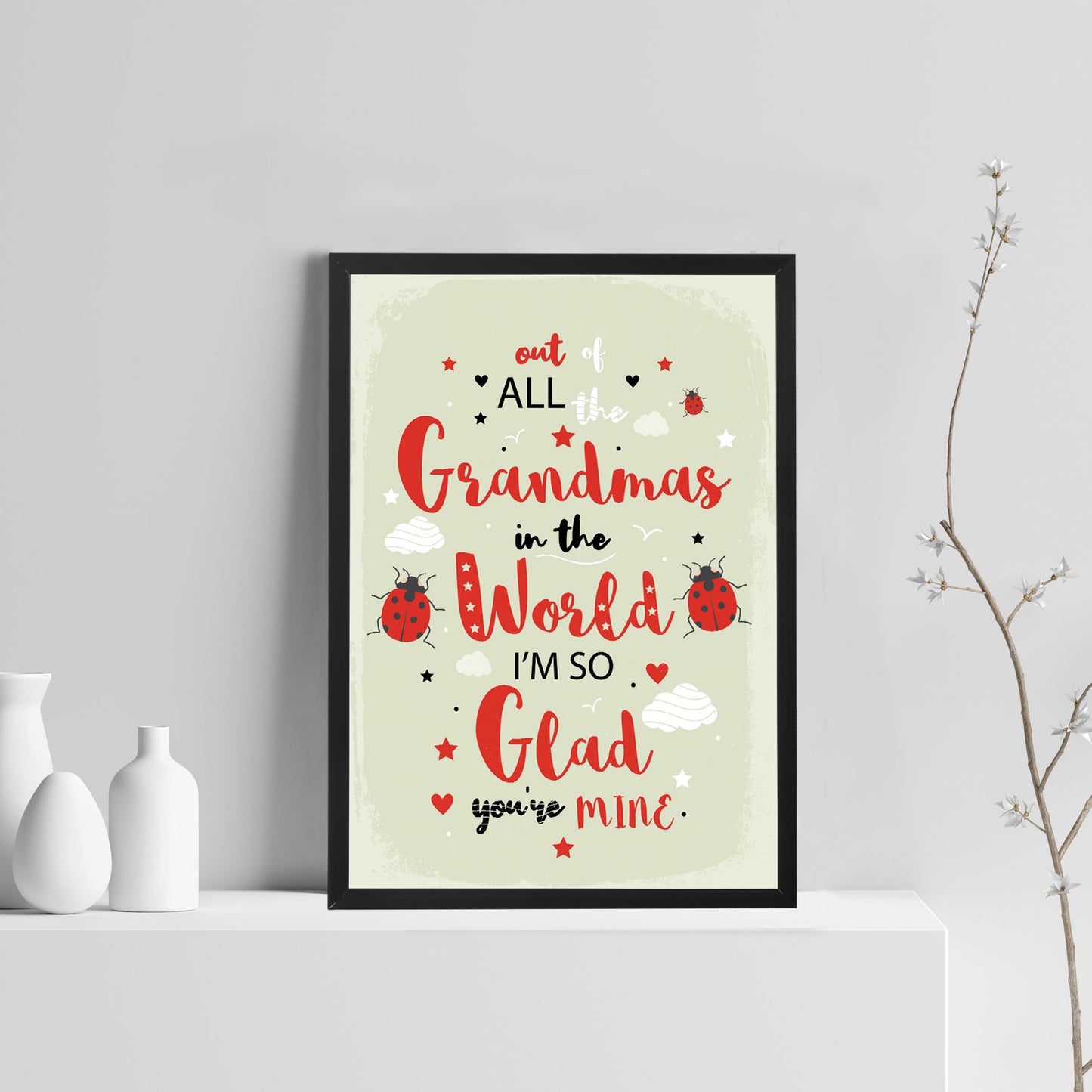 FRAMED Print Grandma Birthday Gift From Granddaughter Grandson