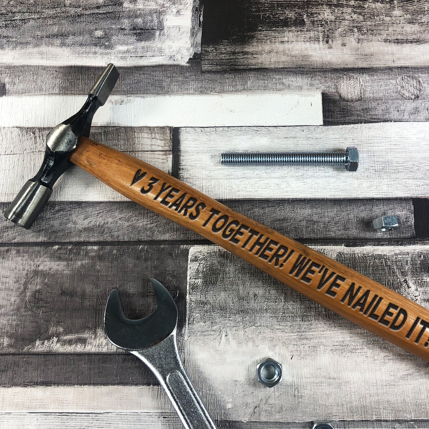 3 Year Anniversary Gift For Boyfriend Husband Engraved Hammer