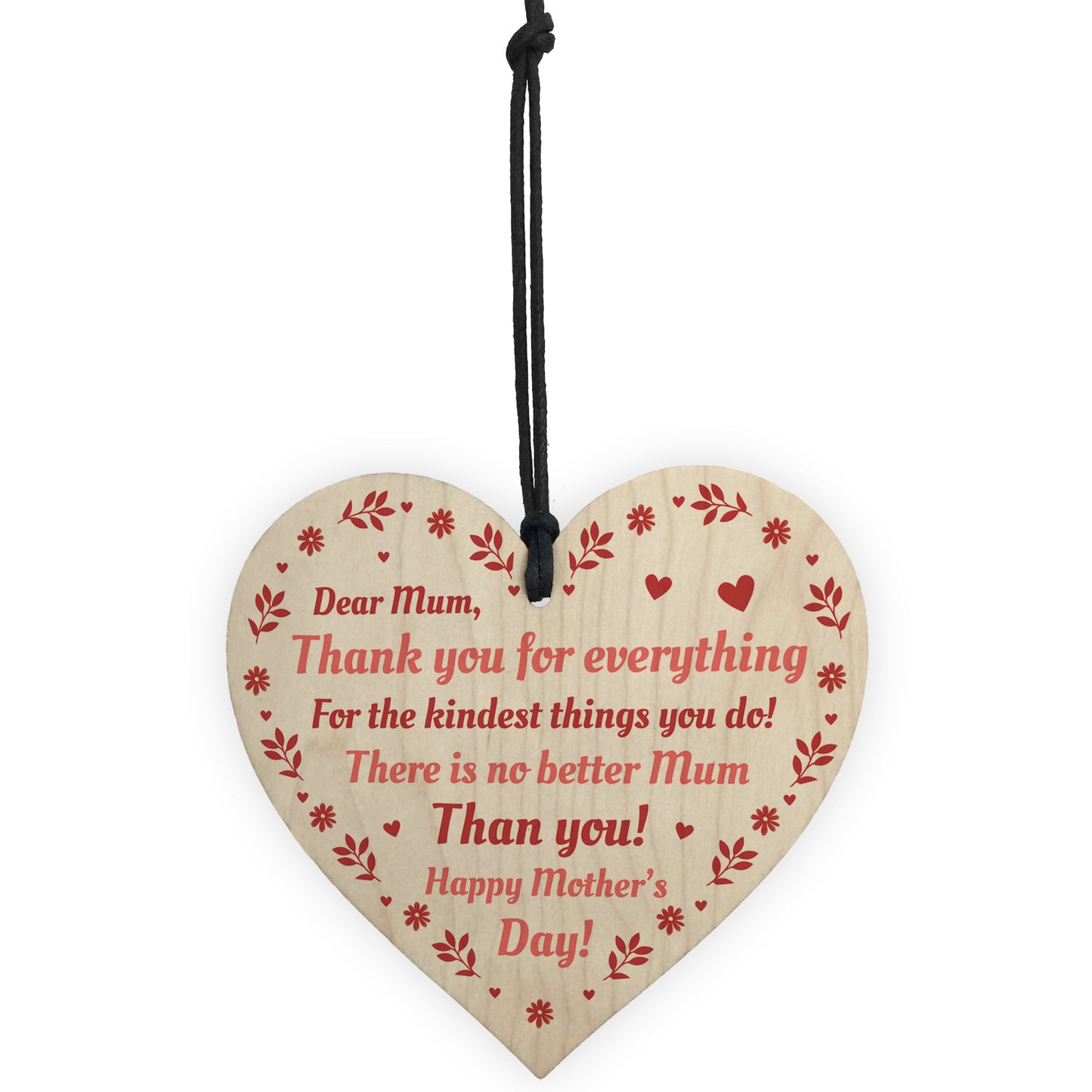 Thank You Plaque Wood Heart Mothers Day Gift From Daughter Son