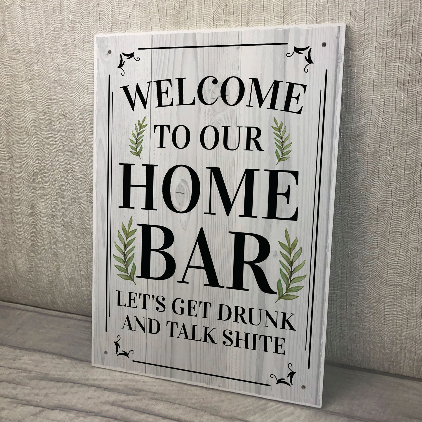 Funny Home Bar Sign Welcome Hanging Wall Plaque Gin Beer Vodka