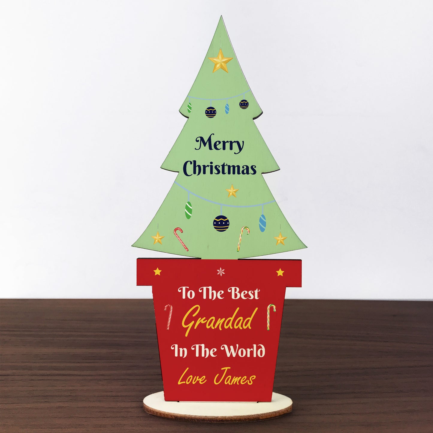 Christmas Gift For Grandad Wood Standing Christmas Tree