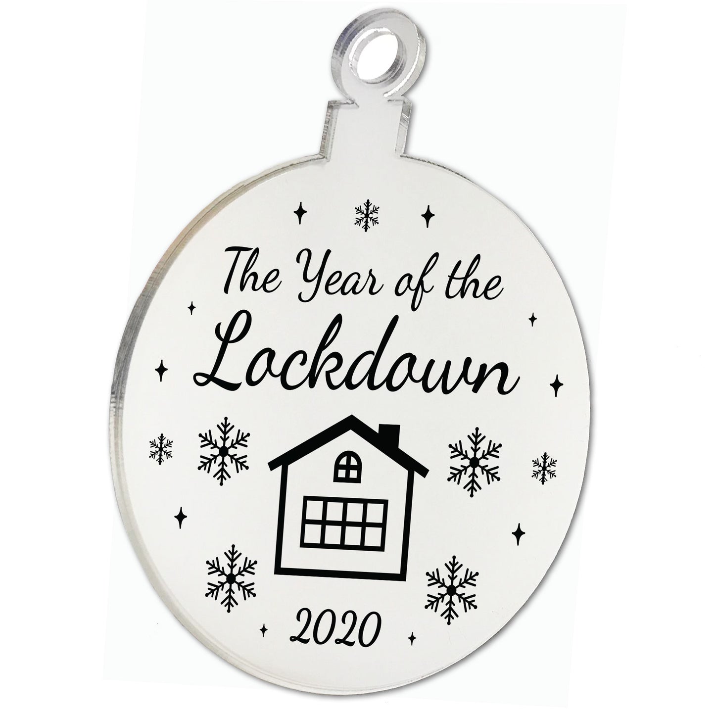 Year Of The Lockdown Gift Engraved Mirror Bauble Christmas Decor