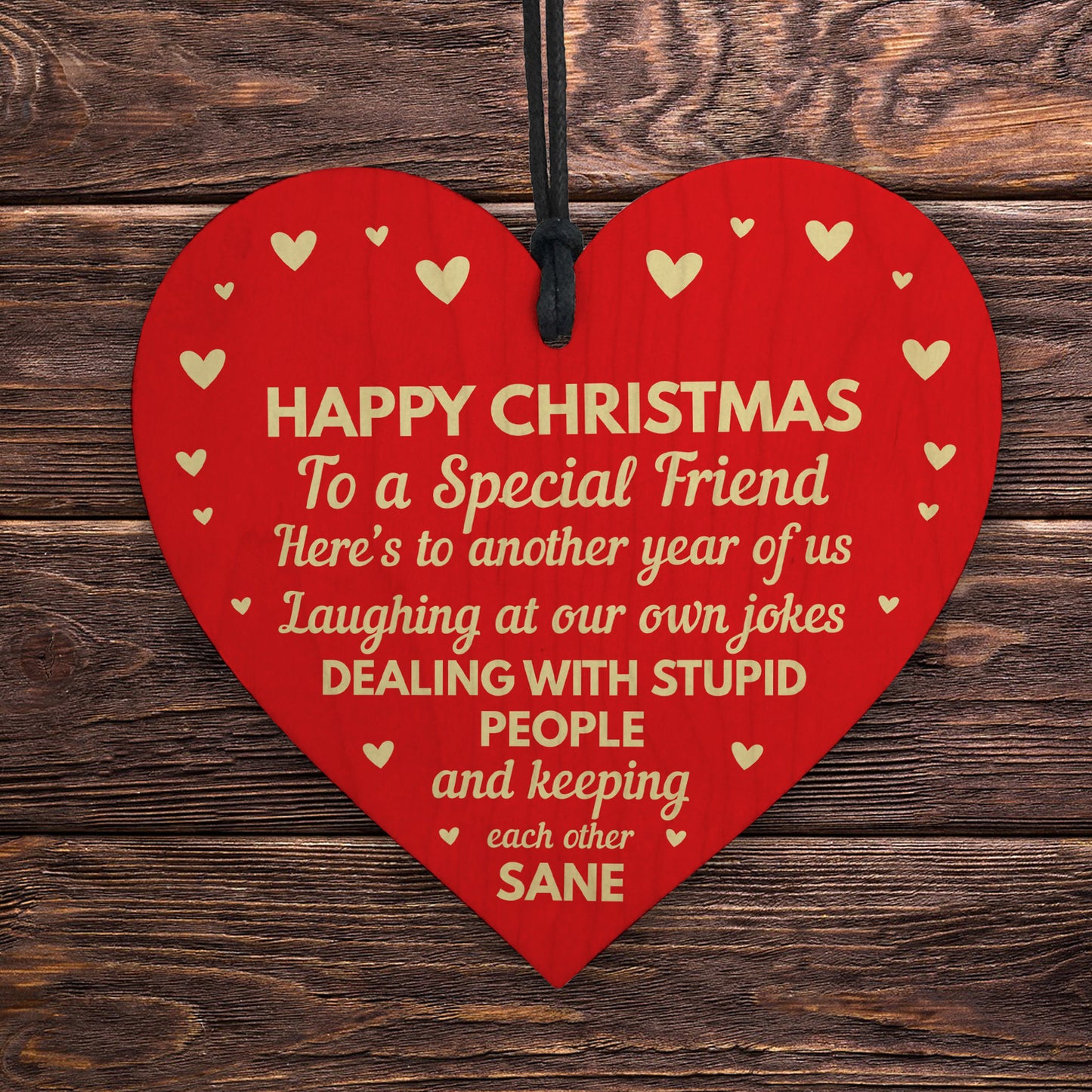 Christmas Gift Wood Heart Sign Novelty Friendship Gift