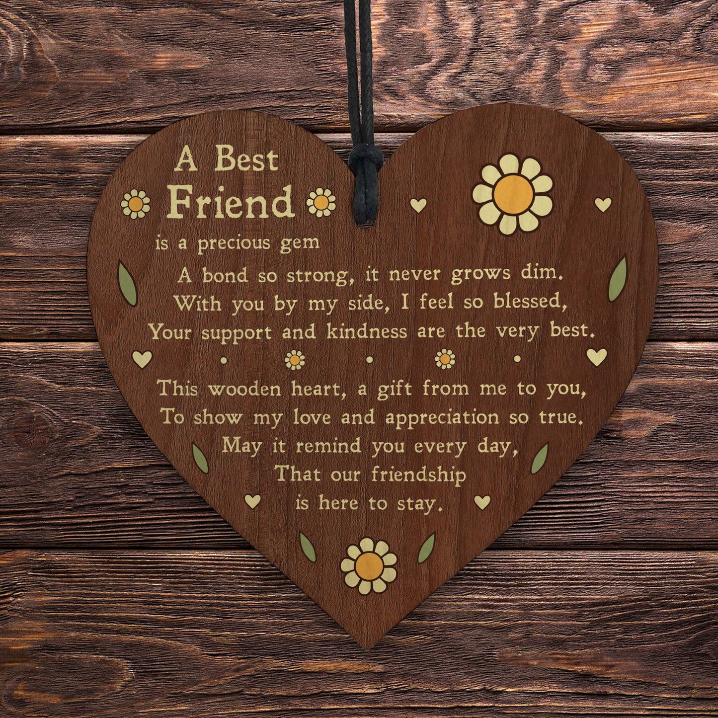 Best Friend Sign Poem Wood Heart Thank You Gift For Best Friend