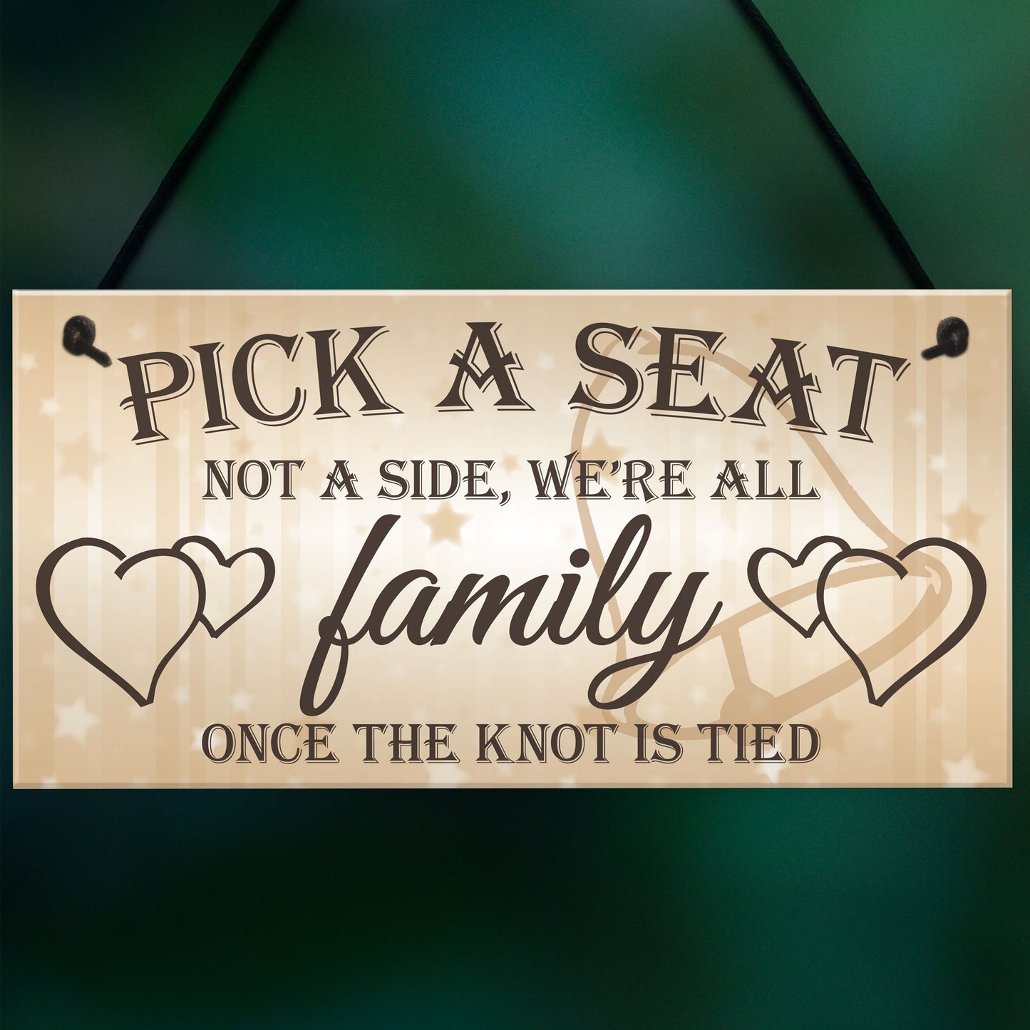 We're All Family Cute Hanging Wedding Day Message Plaque