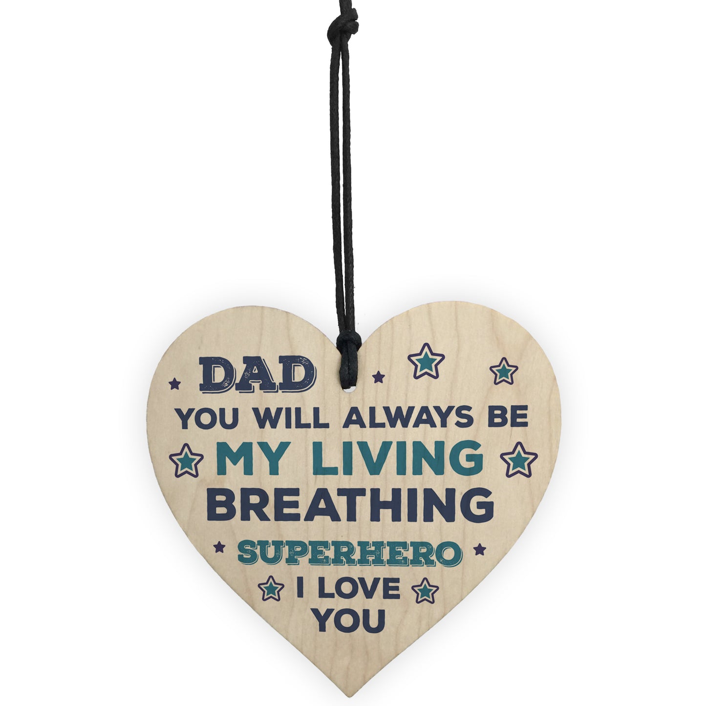 Superhero Dad Wooden Heart Gift For Birthday Fathers Day Novelty