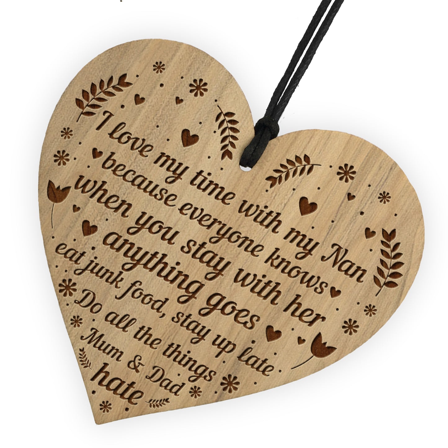 Funny Nan Gift For Birthday Christmas Engraved Heart Thank You