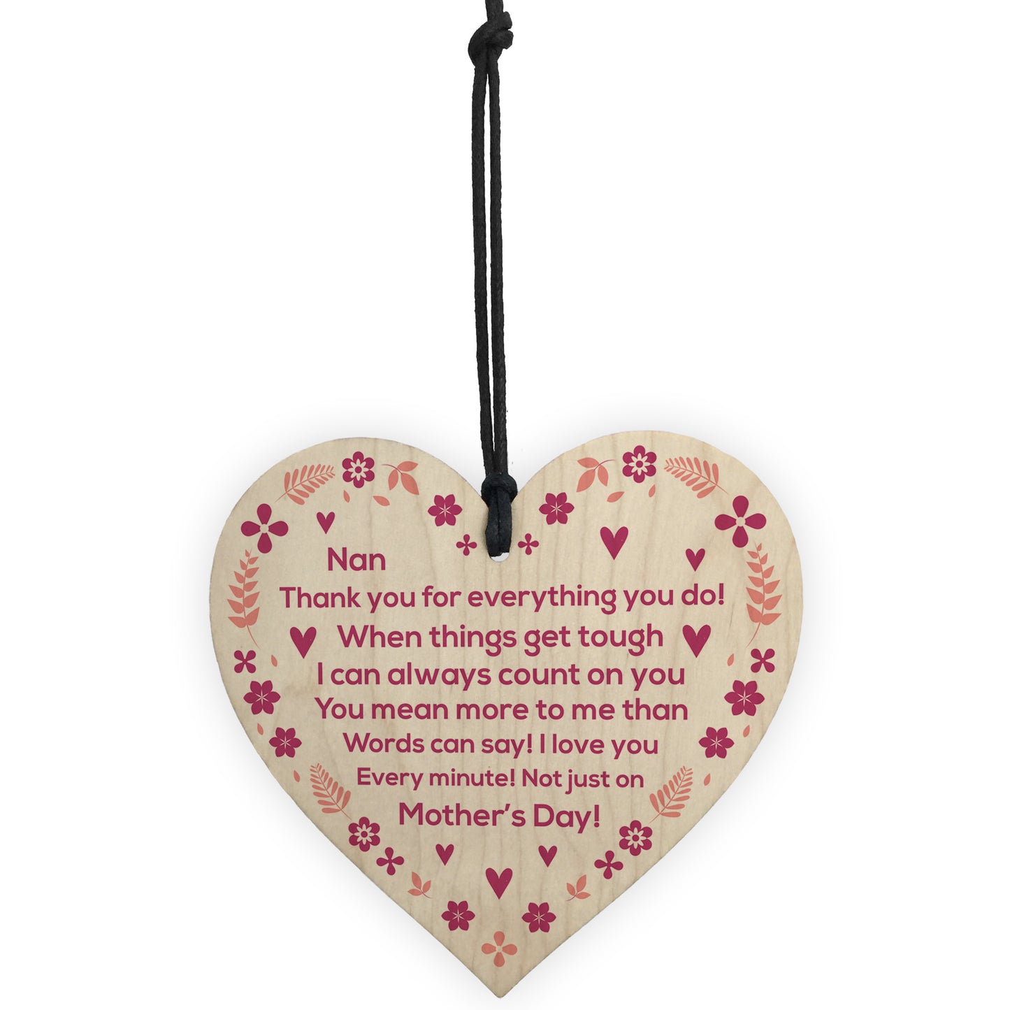 Mothers Day Gift For Nan Wood Heart Thank You Gift For Nan