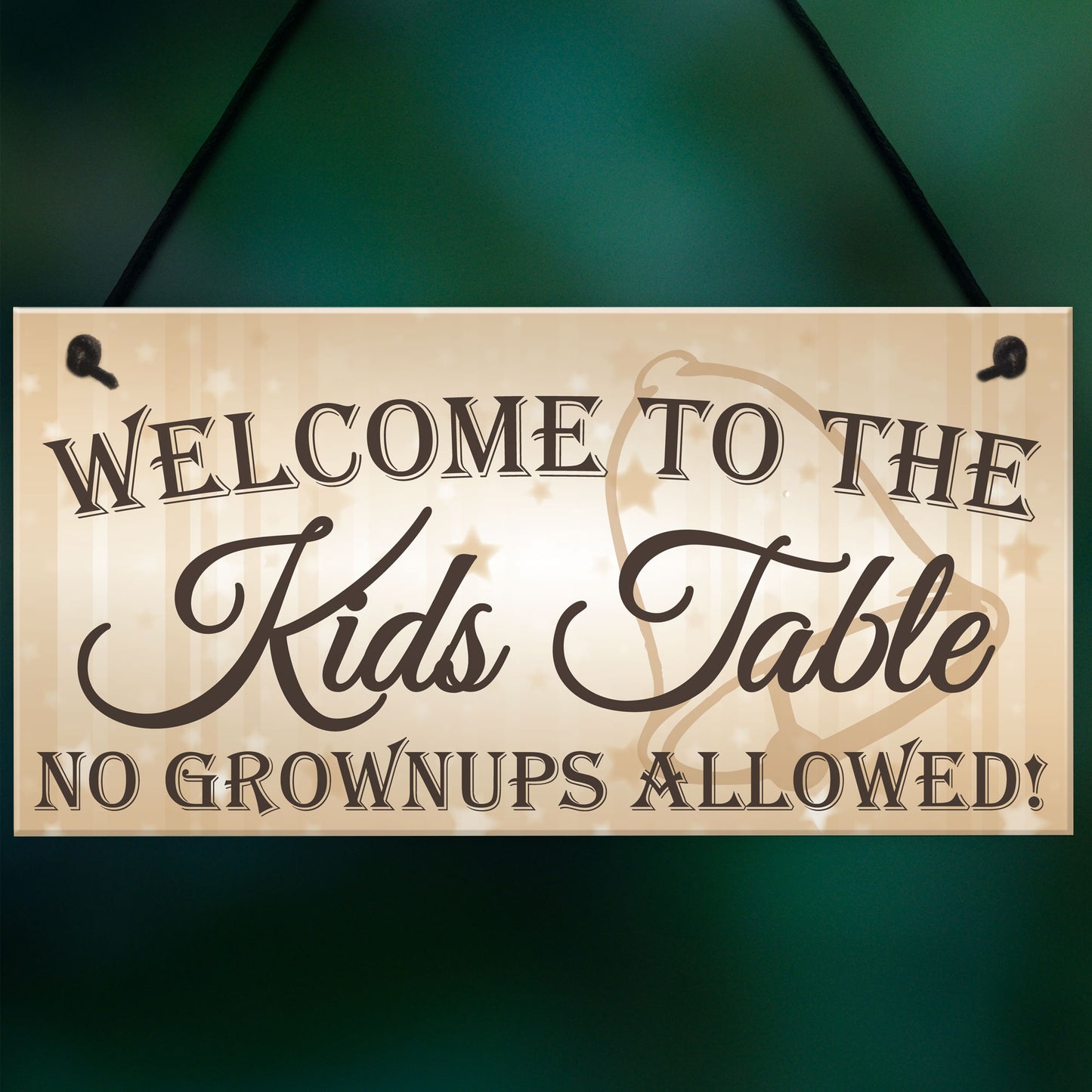 Kids Table No Grownups Novelty Hanging Wedding Plaque Sign