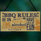 BBQ Rules Wall Plaque Garden Pub Barbecue Alcohol Friendship