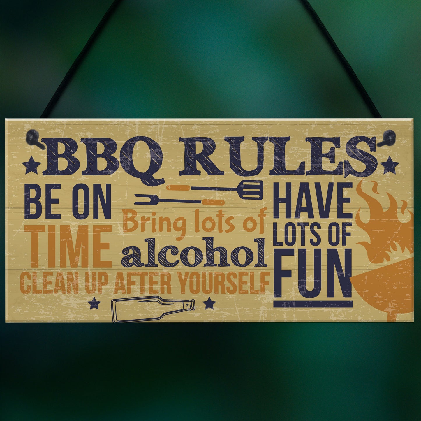 BBQ Rules Wall Plaque Garden Pub Barbecue Alcohol Friendship