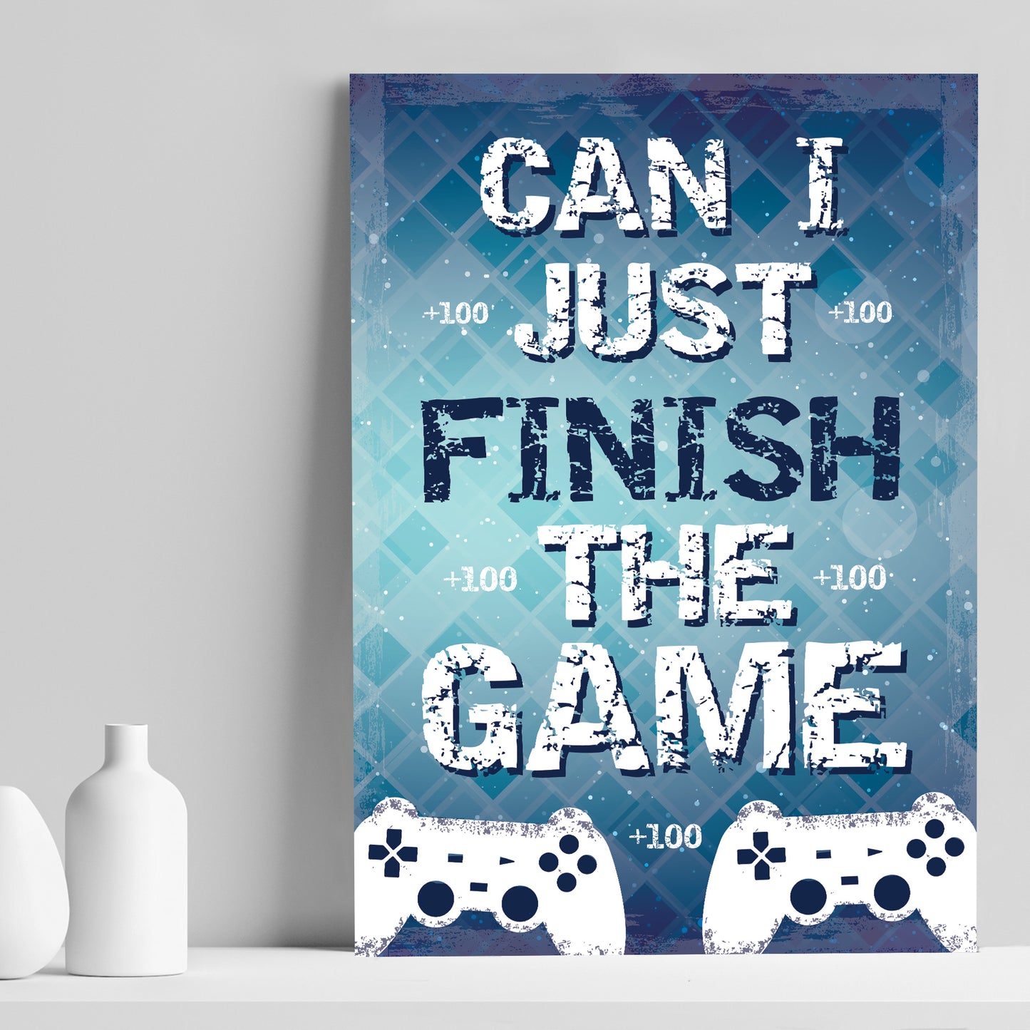 Blue Gaming Print Gift For Gamer Son Dad Boys Bedroom Wall Art