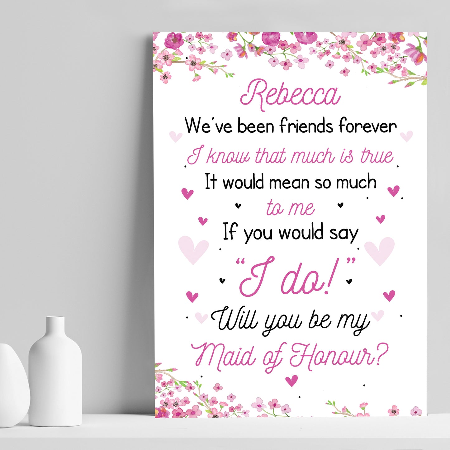 Personalised Will You Be My Maid of Honour Request Card Wedding