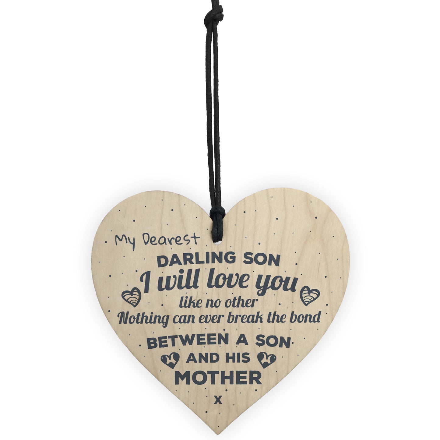 Gift For Son Mum Birthday Wooden Hanging Heart Keepsake Poem