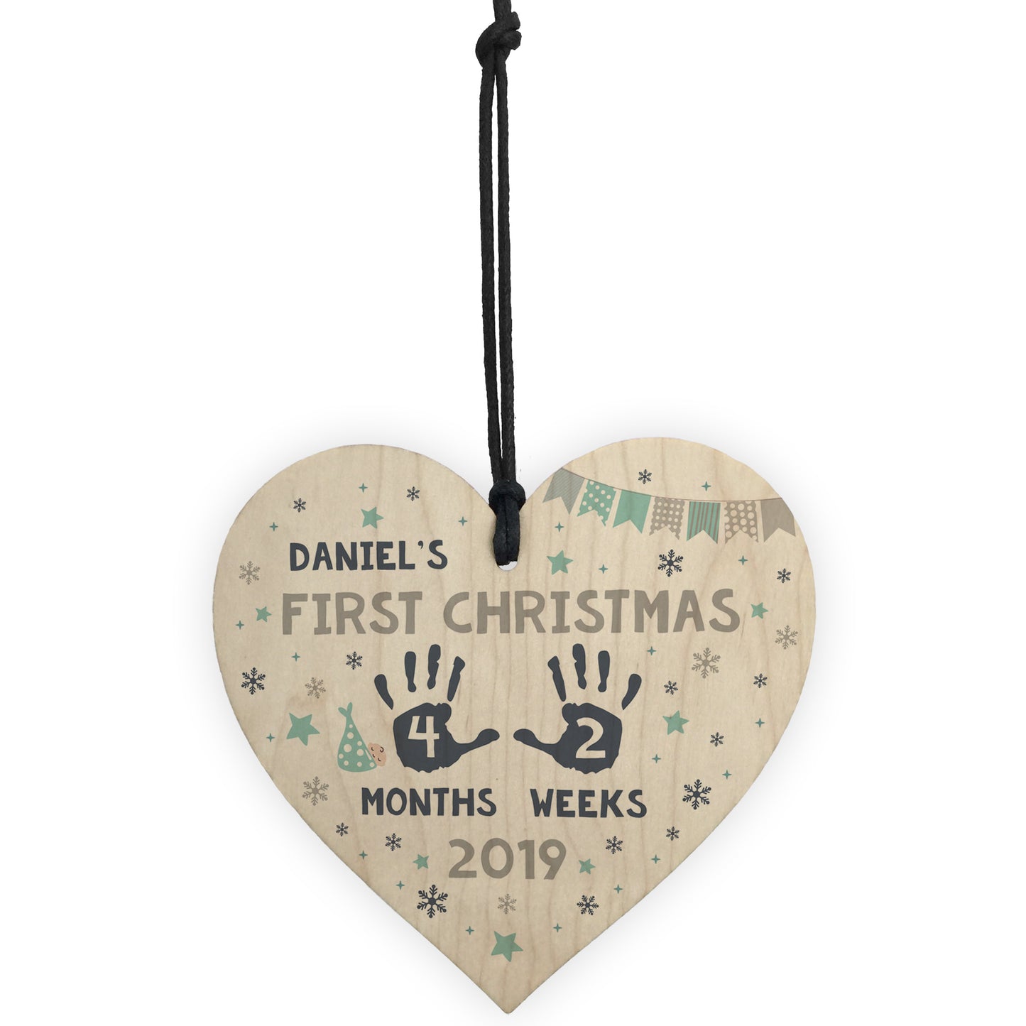 Babys First Christmas Wooden Heart 1st Christmas Bauble New Baby