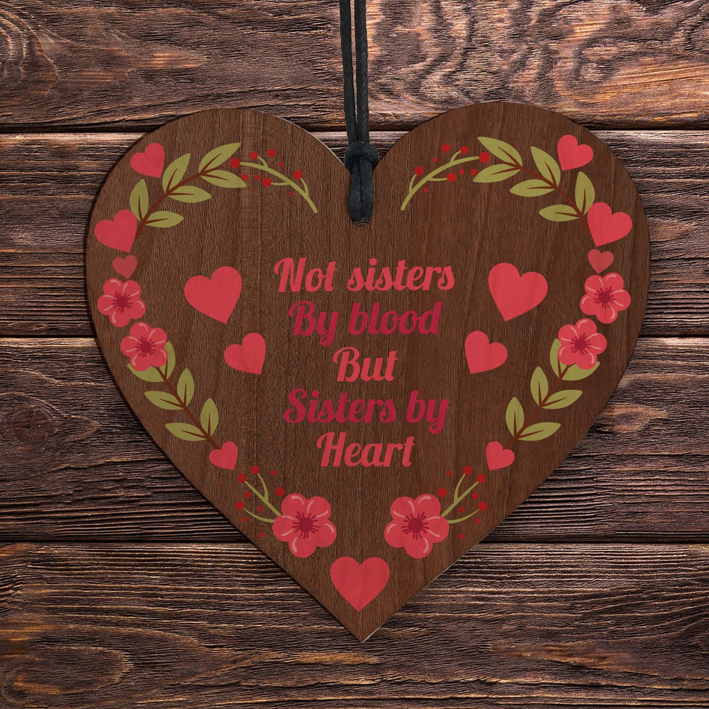 Gift for Your BFF Best Friend Sign Sisters By Heart Wood Heart