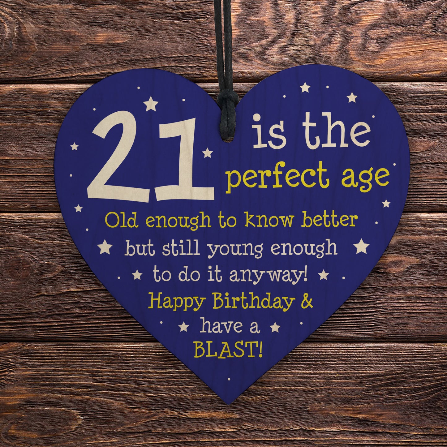 Perfect 21st Birthday Gift for Daughter or Son Wood Heart Humour