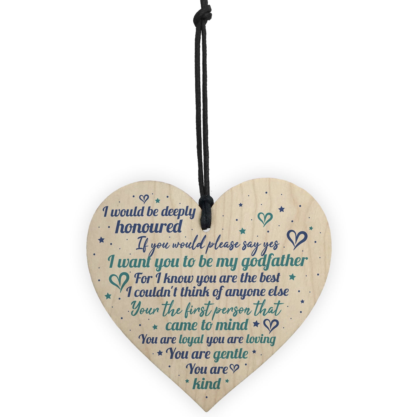 Godfather Wooden Heart Sign Keepsake Thank You Gift Christening