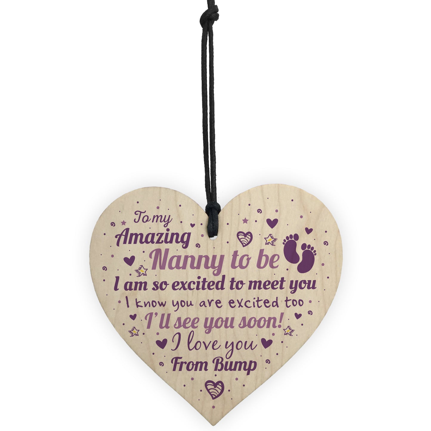 Nan Nanny To Be Gift Funny Novelty Wood Heart Baby Shower Gift