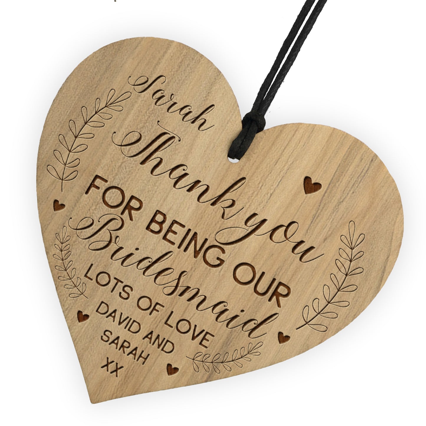 Personalised Bridesmaid Gifts Engraved Heart Thank You Gifts