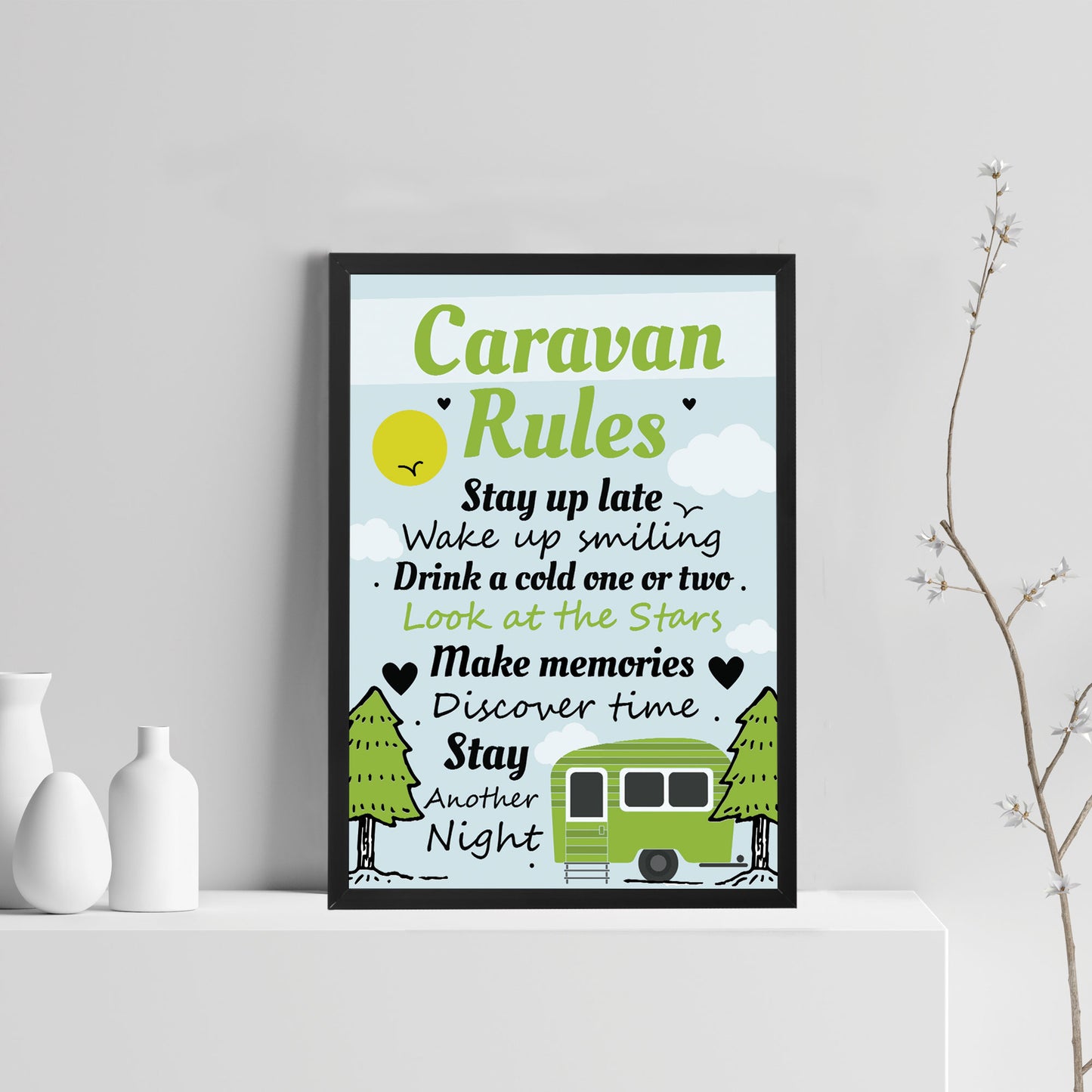 FRAMED Caravan Rules Print Caravan Accessories Caravan Gifts