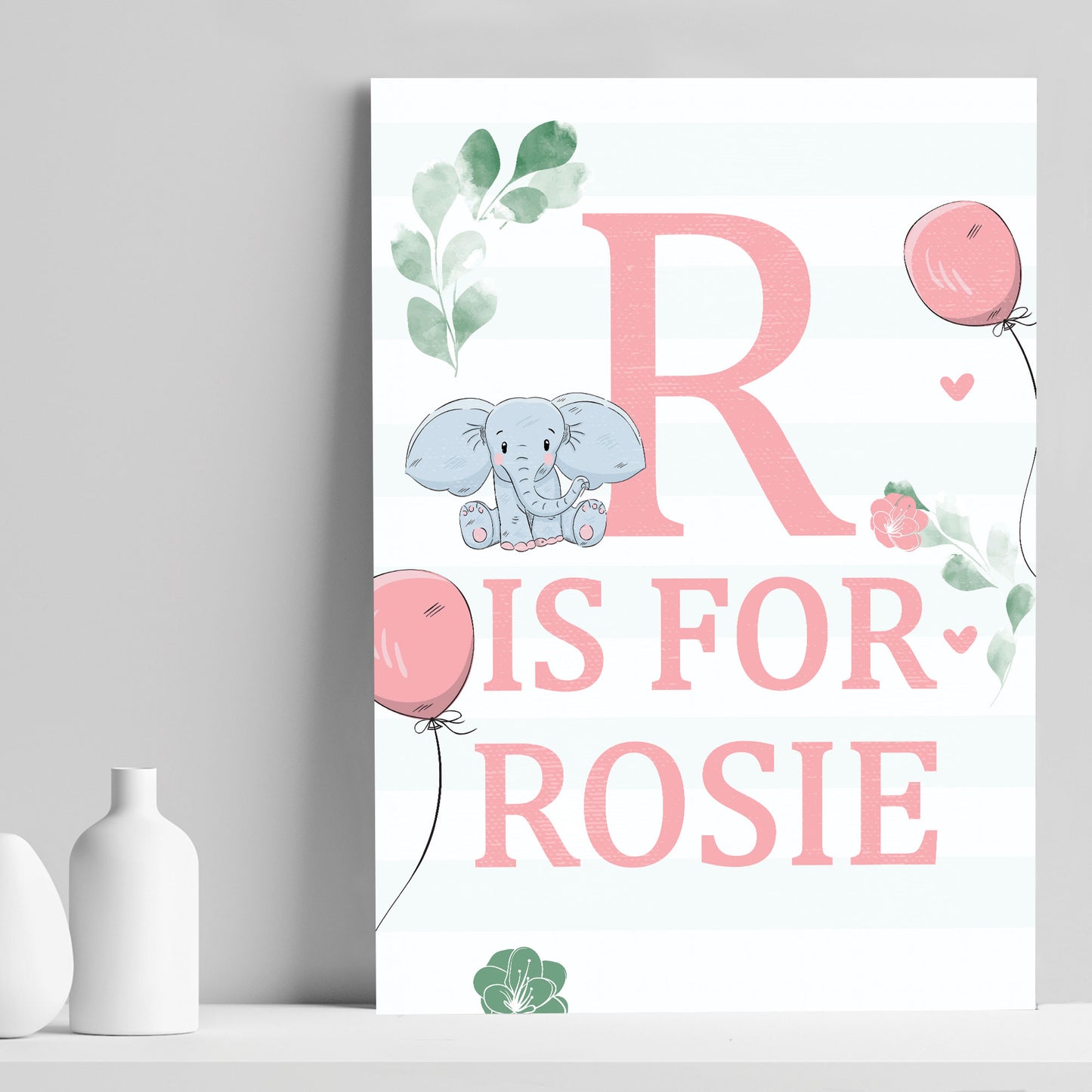 PERSONALISED Girls Bedroom Sign Initial Baby Nursery Print