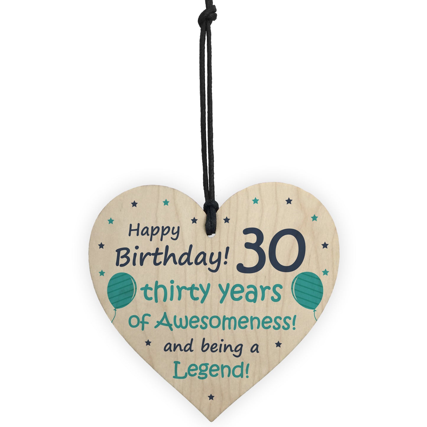 Novelty 30th Birthday Gift Wood Heart Funny Mum Dad Brother