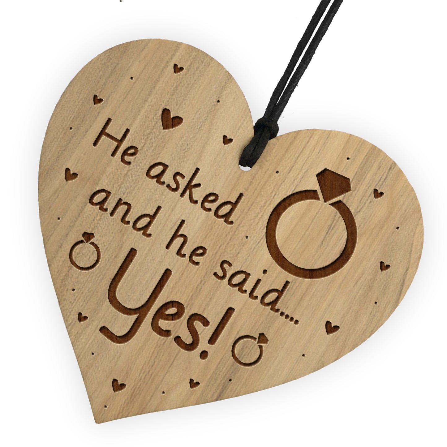He Asked And He Said Yes Engagement Gift For Him Engraved Heart