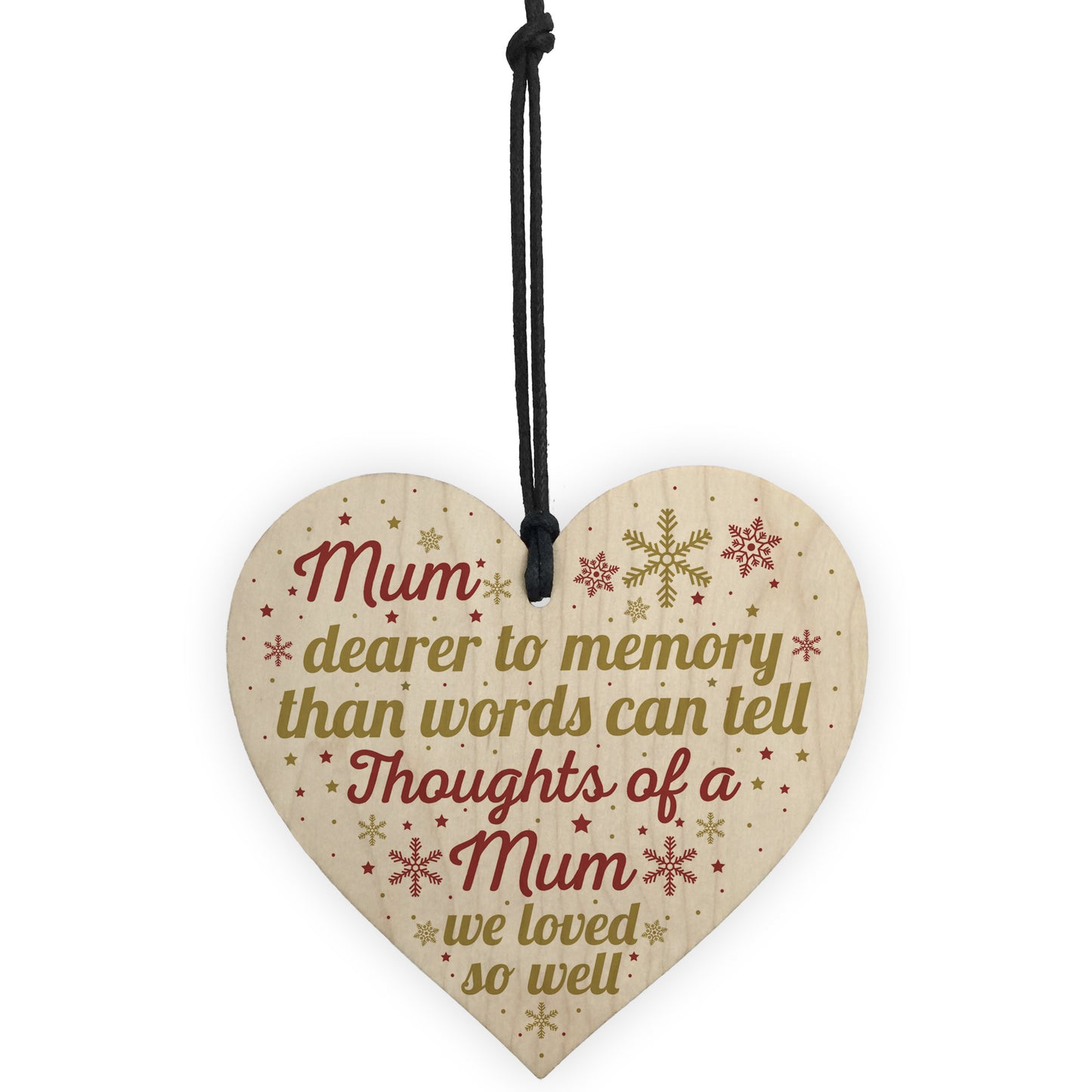 Mum Memorial Christmas Tree Bauble Grave Wooden Hanging Heart