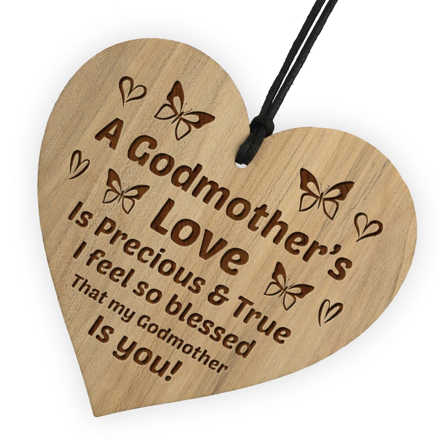 Godmother Gift Thank You Wood Engraved Heart Birthday Gift
