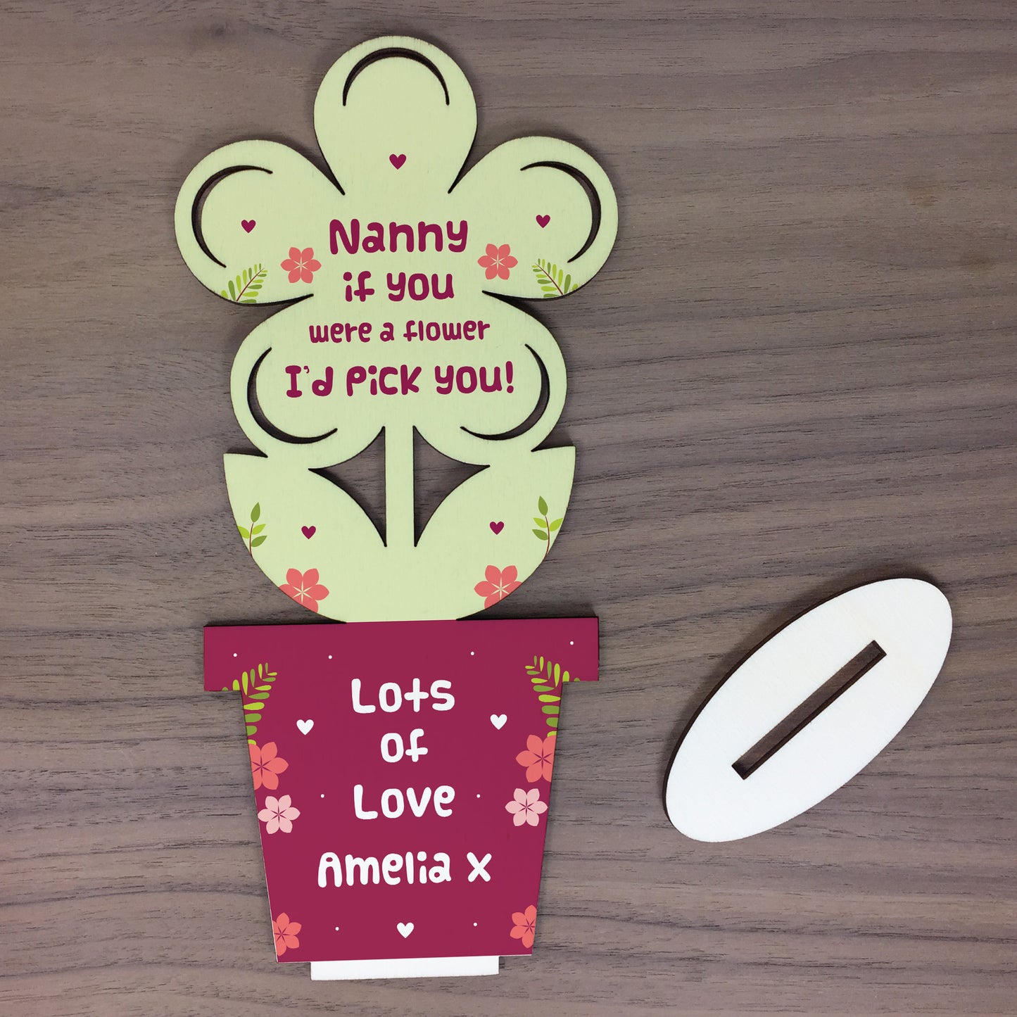 Personalised Nanny Gift Novelty Wooden Flower Birthday Gifts