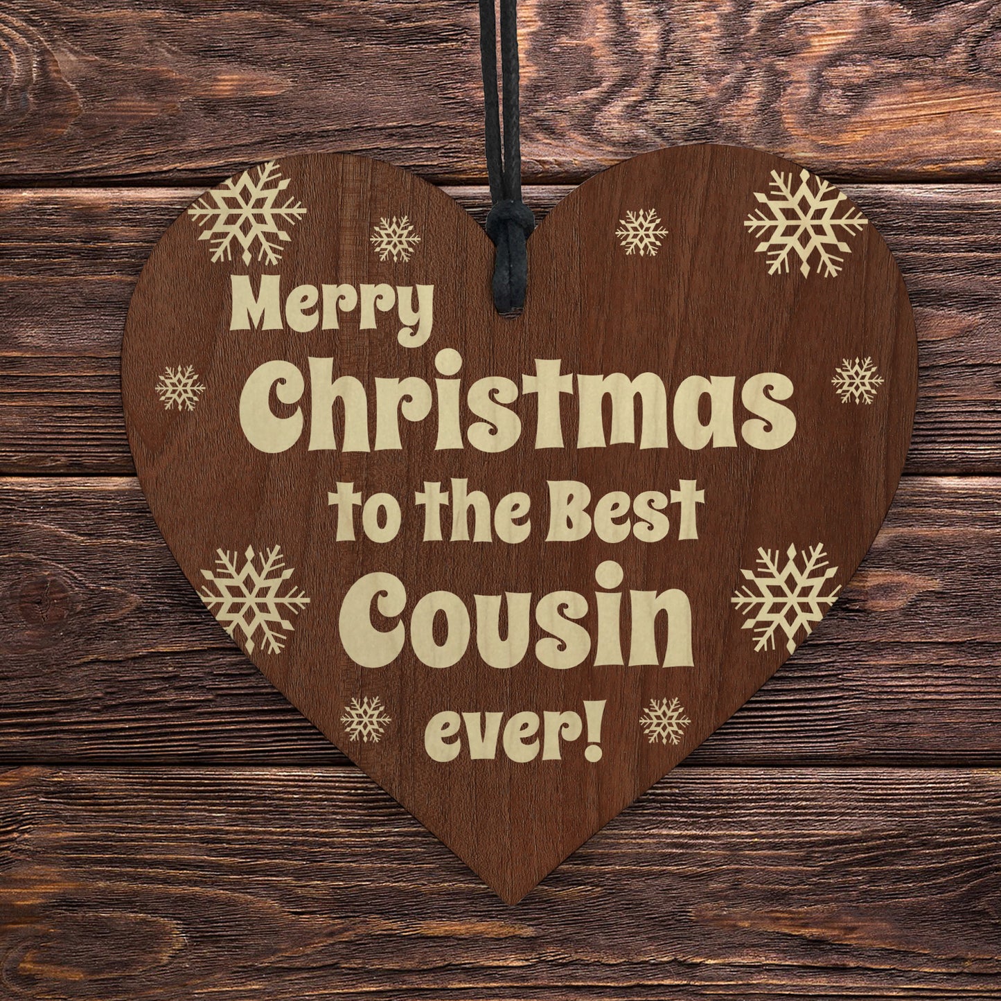 Best Cousin Ever Christmas Hanging Wooden Heart Decoration Gift