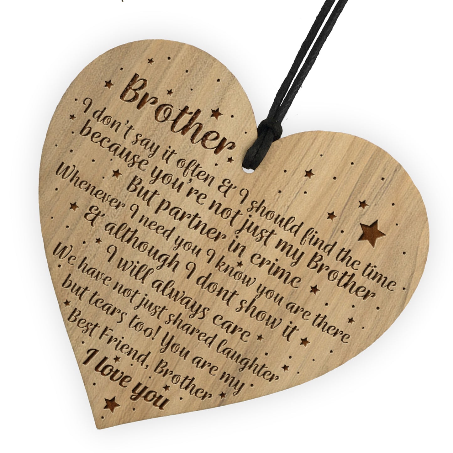 Brother Gifts From Sister Engraved Wooden Heart Birthday Gift