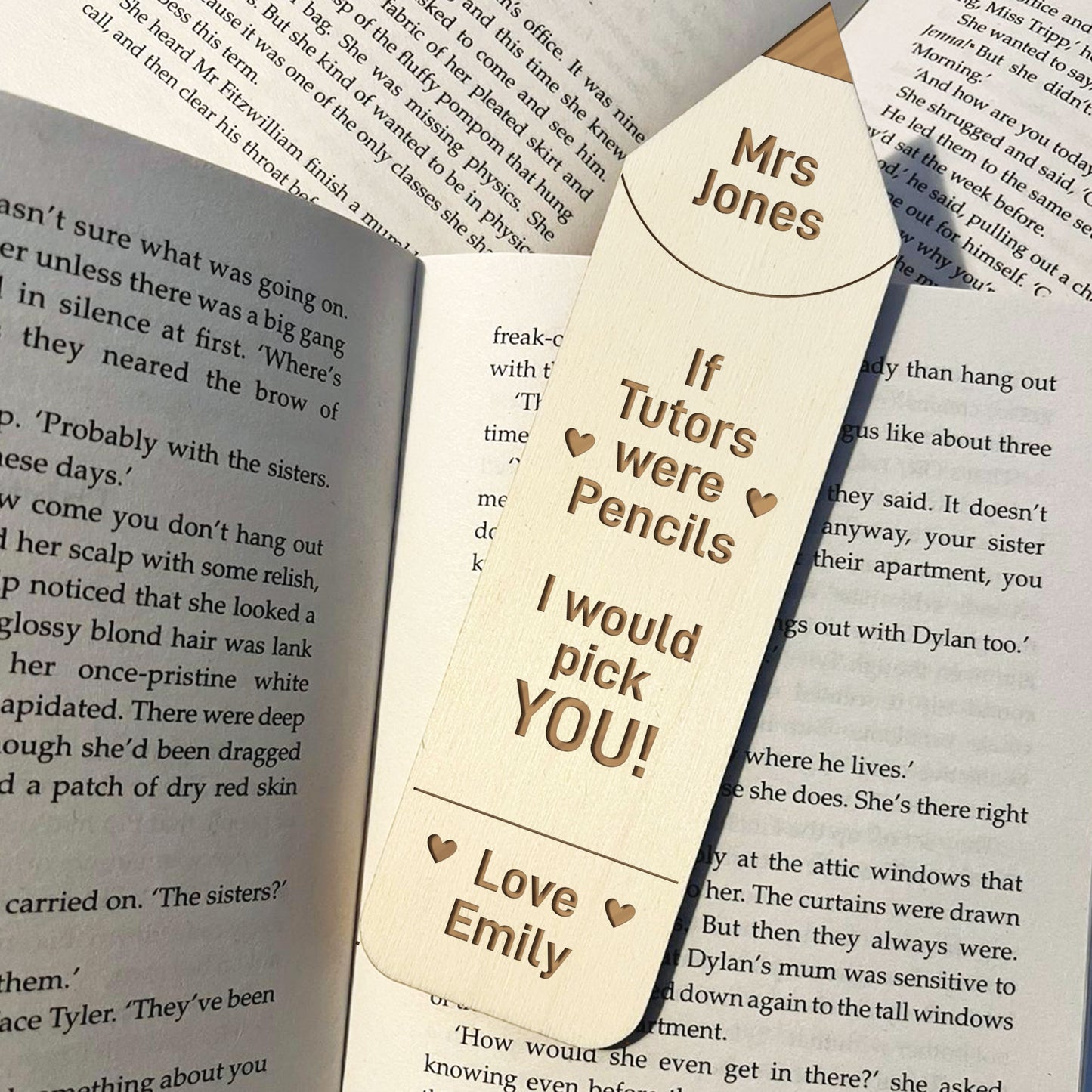 Engraved Wood Bookmark Tutor Gift Thank You Gift For Him Her