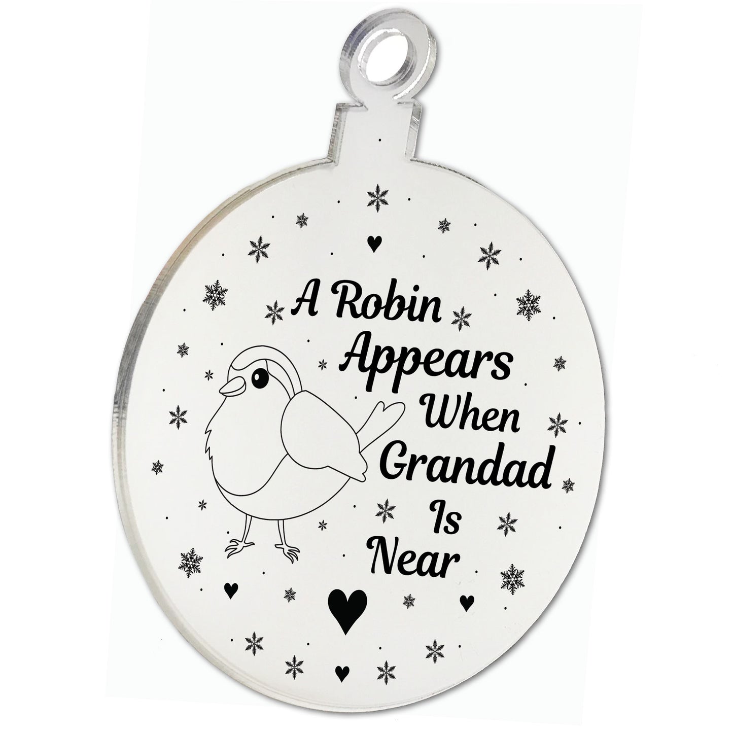 Robin Red Breast Memorial Acrylic Decoration Grandad Memorial