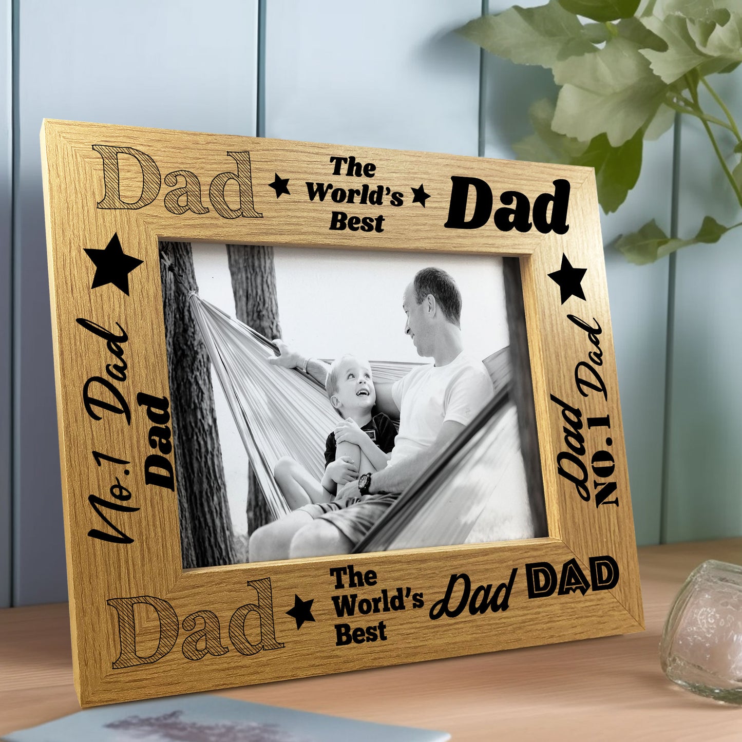 DAD PHOTO FRAME Wood Fathers Day Birthday Gifts For Dad