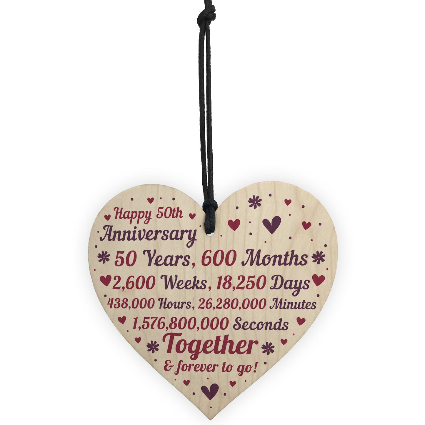Anniversary Wood Heart To Celebrate 50th Wedding Anniversary