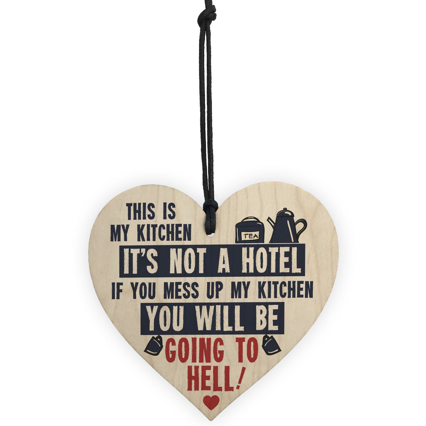 Vintage This Is My Kitchen Funny Hanging Wooden Heart Retro Sign