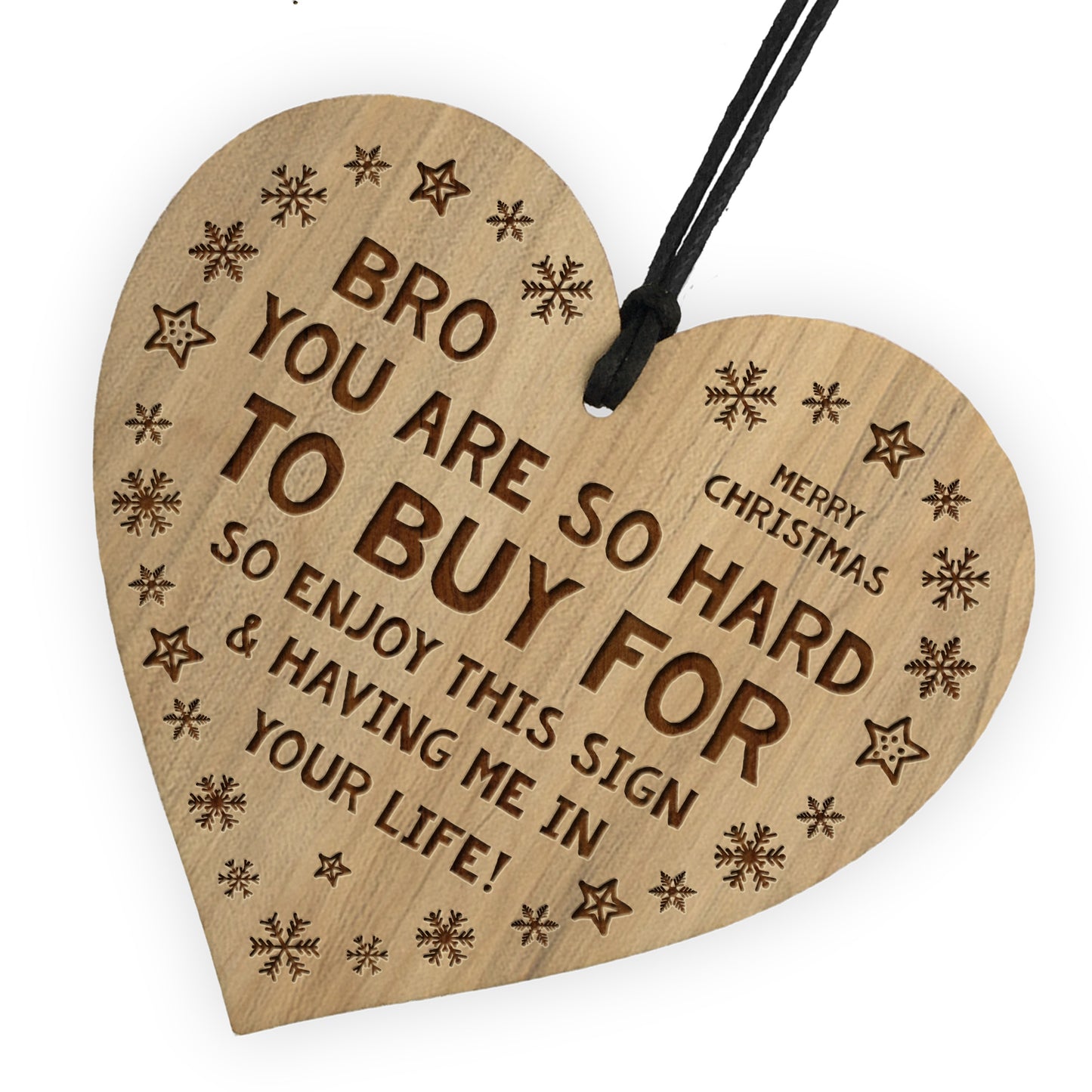 Funny Gift For Brother Christmas Engraved Wood Heart Joke