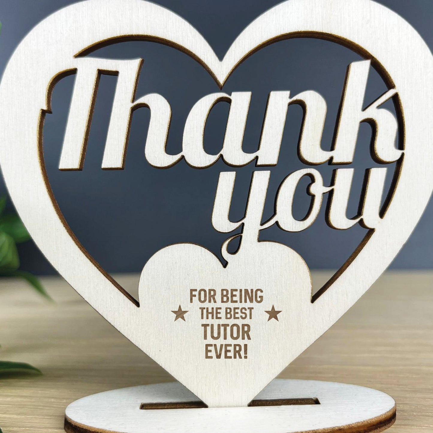 Tutor Thank You Gift Engraved Heart Plaque College School Tutor