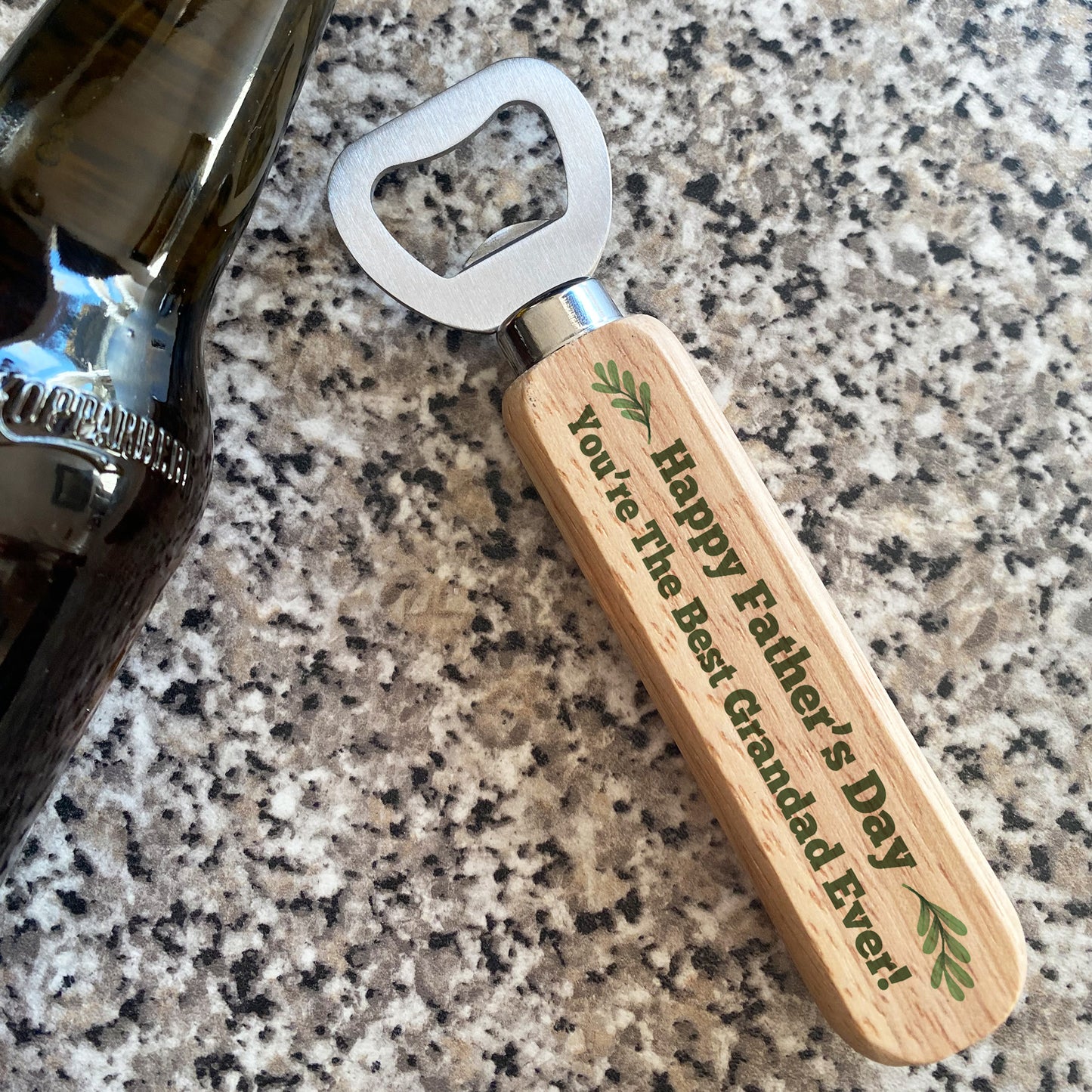 Happy Fathers Day Gift For Grandad Wooden Bottle Opener Gift